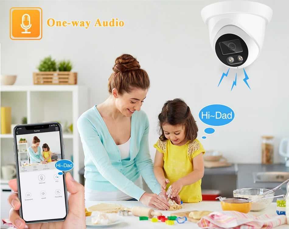 4K 8MP IP Camera Outdoor Audio 
Wide Angle 2.8mm AI powered CCTV